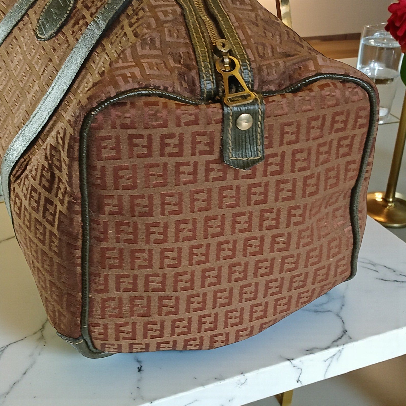 Fendi Vintage Zucca Boston Duffle Bag