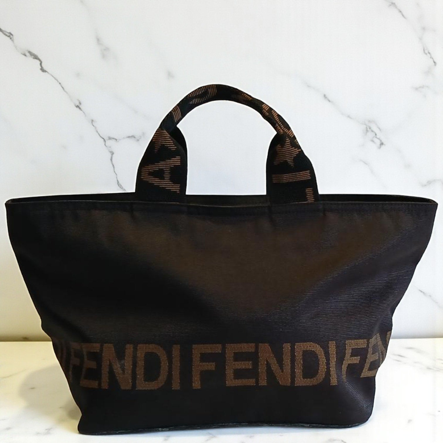 Fendi Mini Roma Black Canvas Tote Bag Vintage