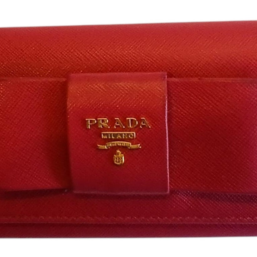Prada Saffiano Leather Pink Wallet on a Chain Crossbody