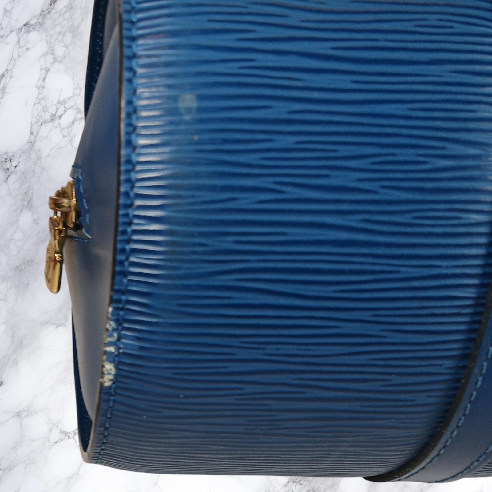 Louis Vuitton Soufflot Mother-&-Child Epi Leather Vintage Barrel Bag Toledo Blue
