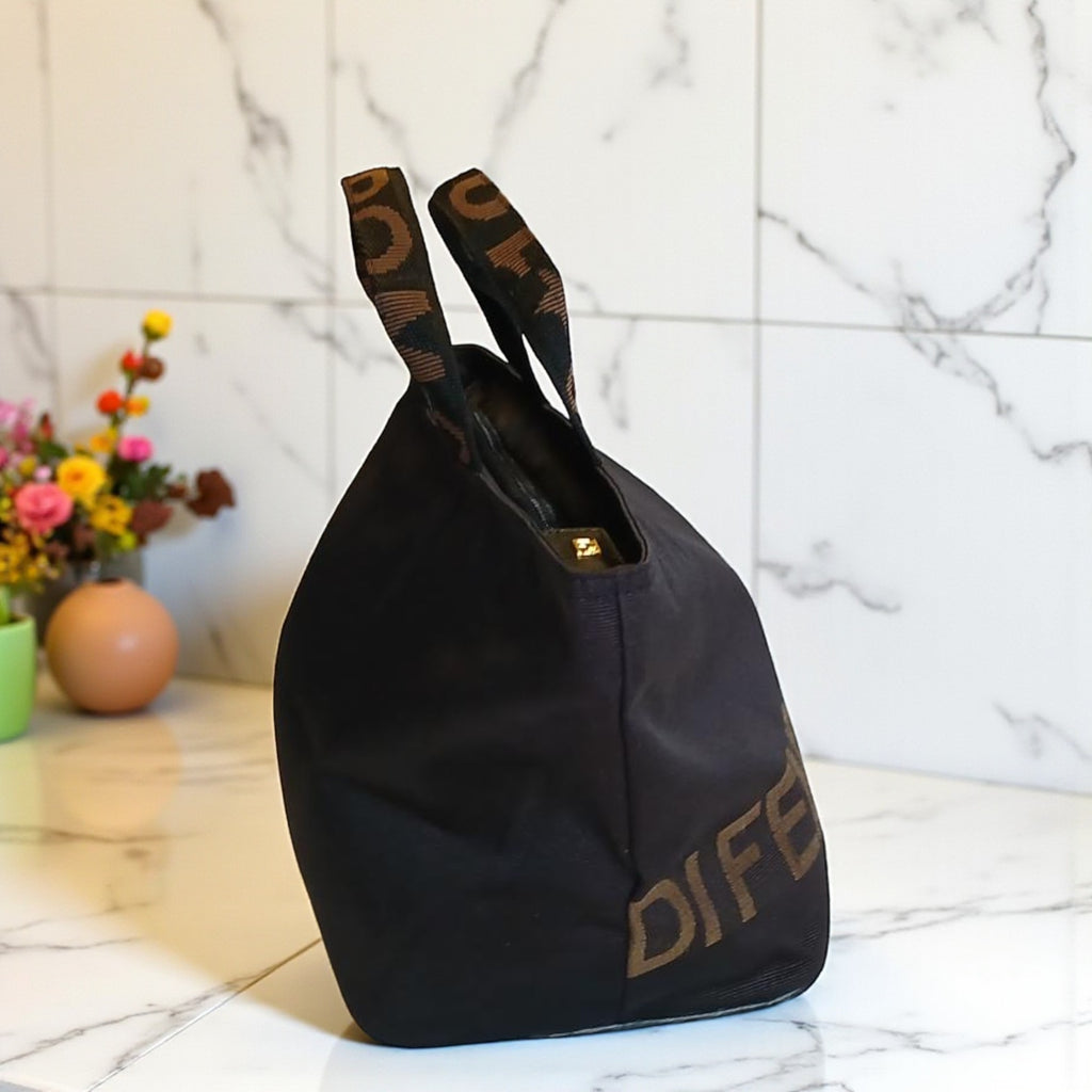 Fendi Mini Roma Black Canvas Tote Bag Vintage