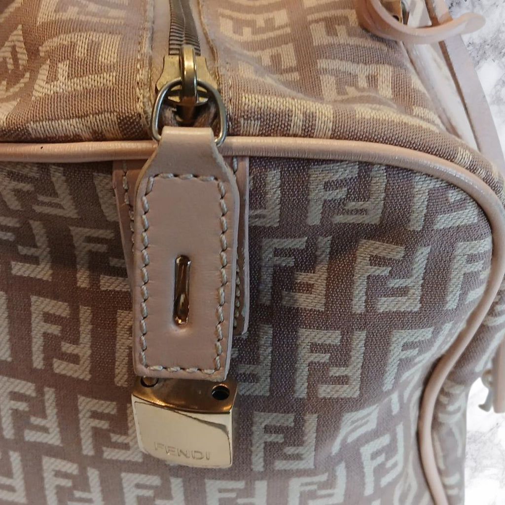 Fendi Zucchino Mini Boston Pink Handbag Pre-owned