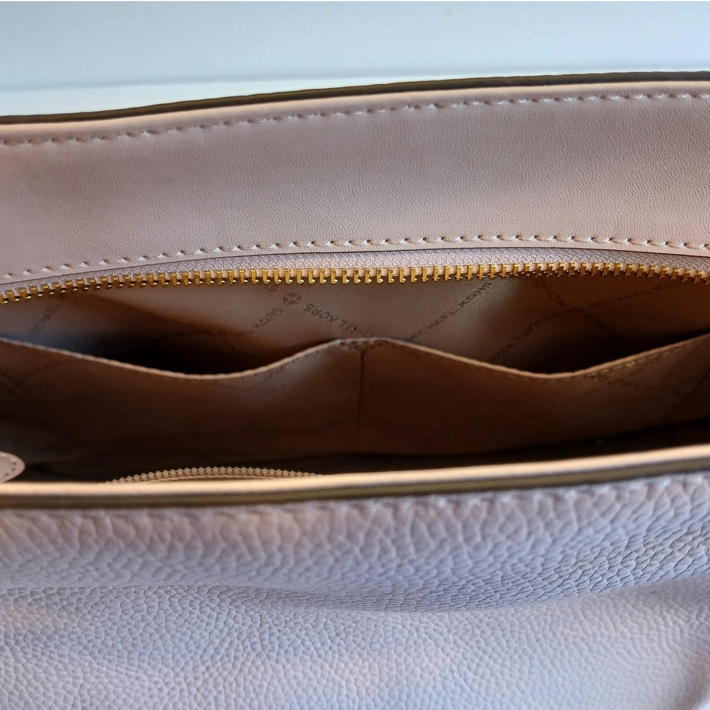 Michael Kors Jet Set Medium Leather Front Zip Chain Tote Powder Blush NWT