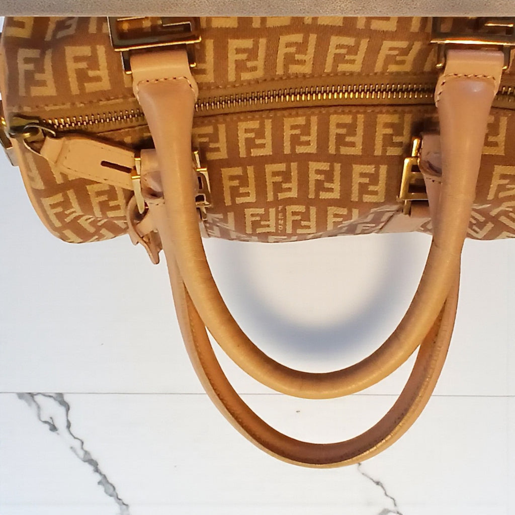 Fendi Zucchino Mini Boston Pink Handbag Pre-owned
