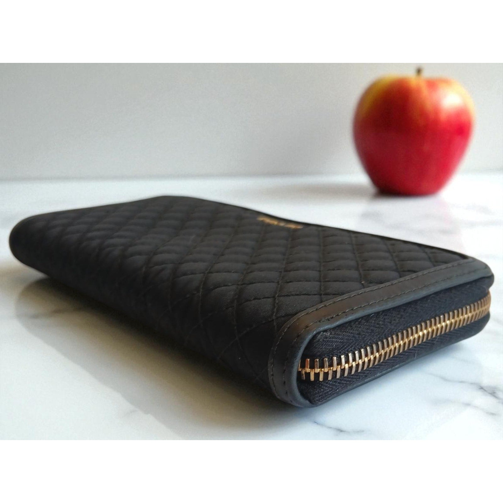 Prada Tessuto Nylon Quilted Zip Around Wallet in Black