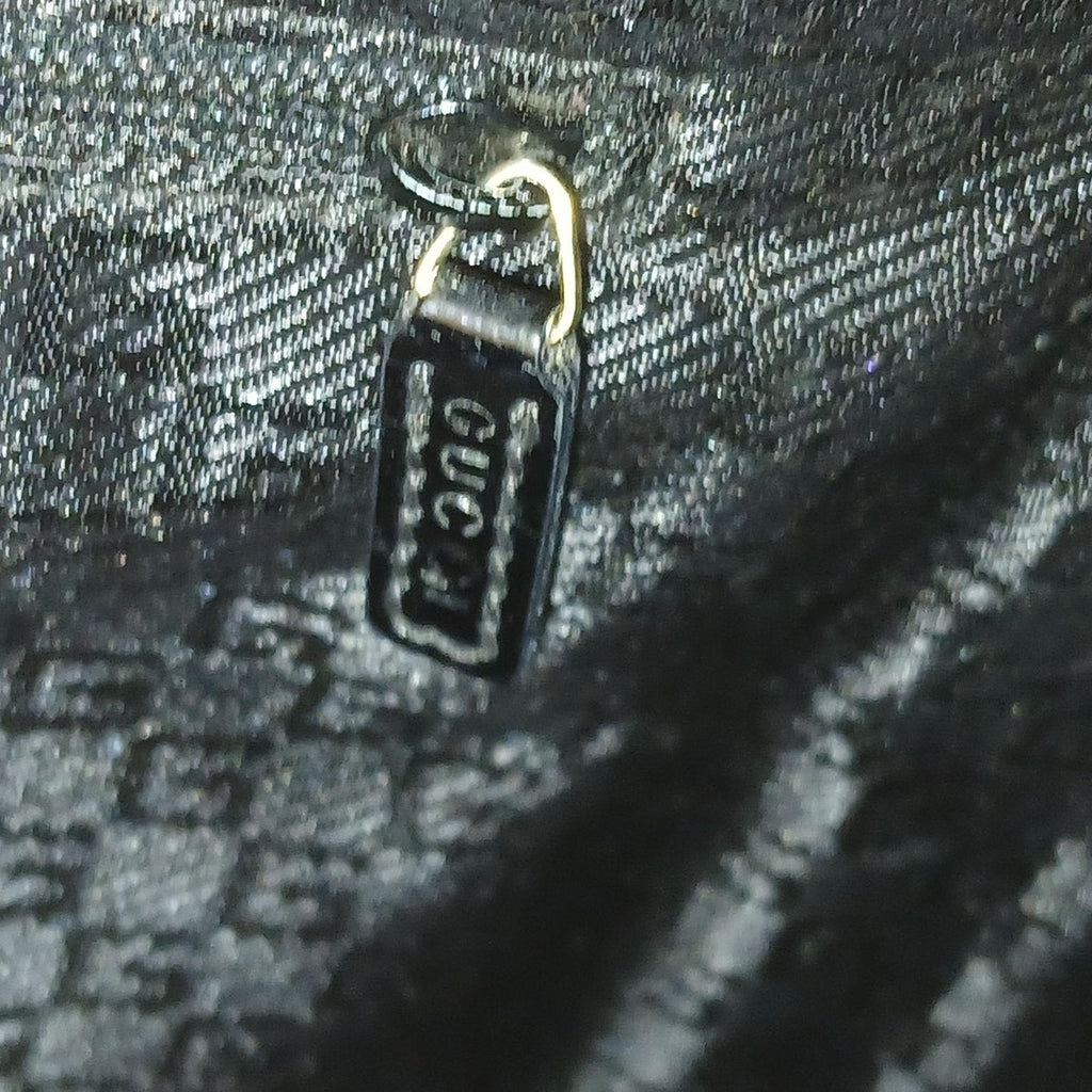 GUCCI Vintage Brown Canvas Tote Bag with Patent Leather Trim, Front Pocket