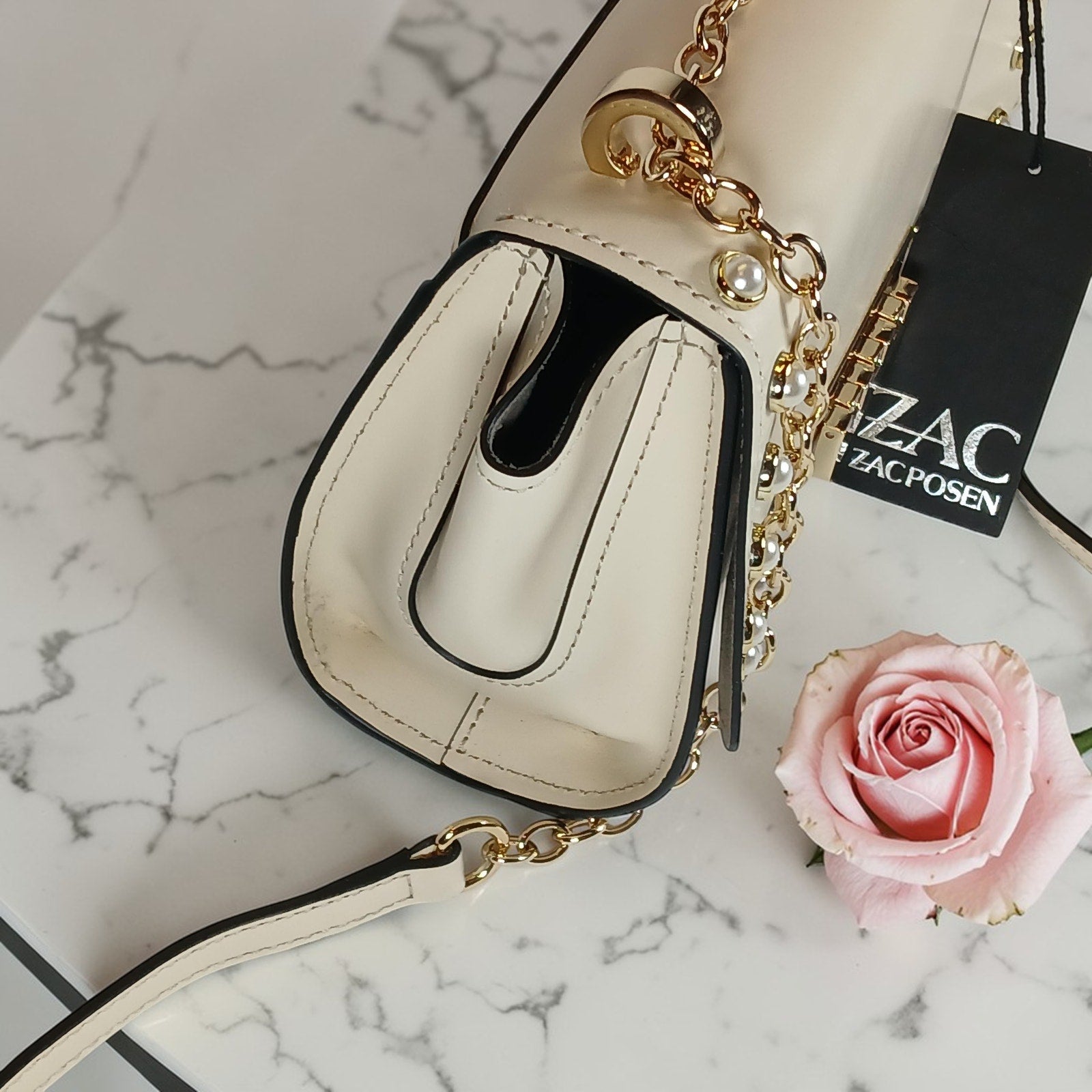 Zac Posen Bridette Belted Mini Crossbody Handbag in Dove NWT