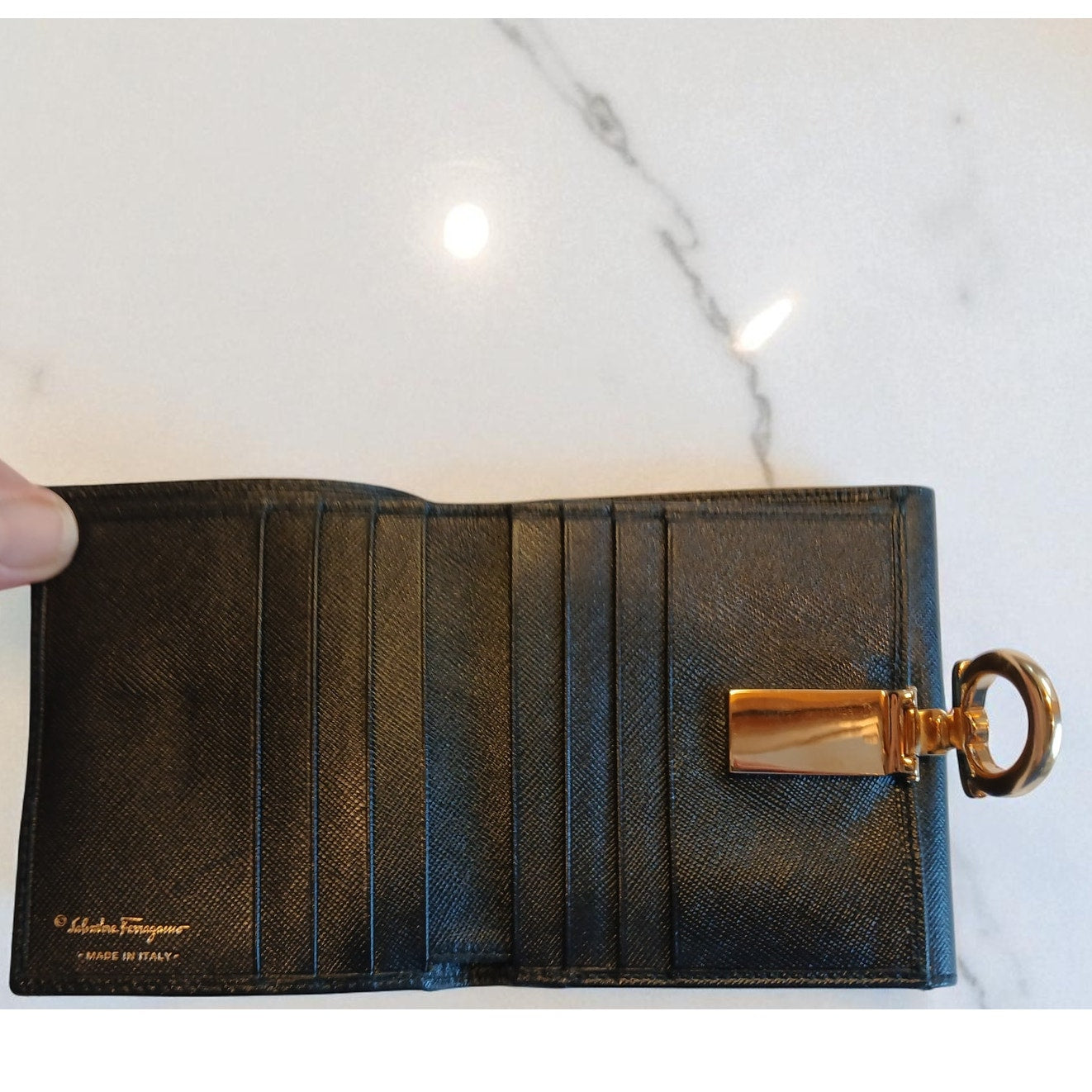 Salvatore Ferragamo Black Leather Bifold Wallet