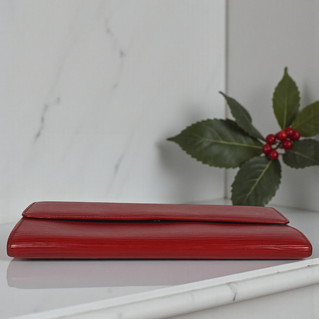 Louis Vuitton Red Epi Leather Sarah Long Wallet - Date code: CA1915