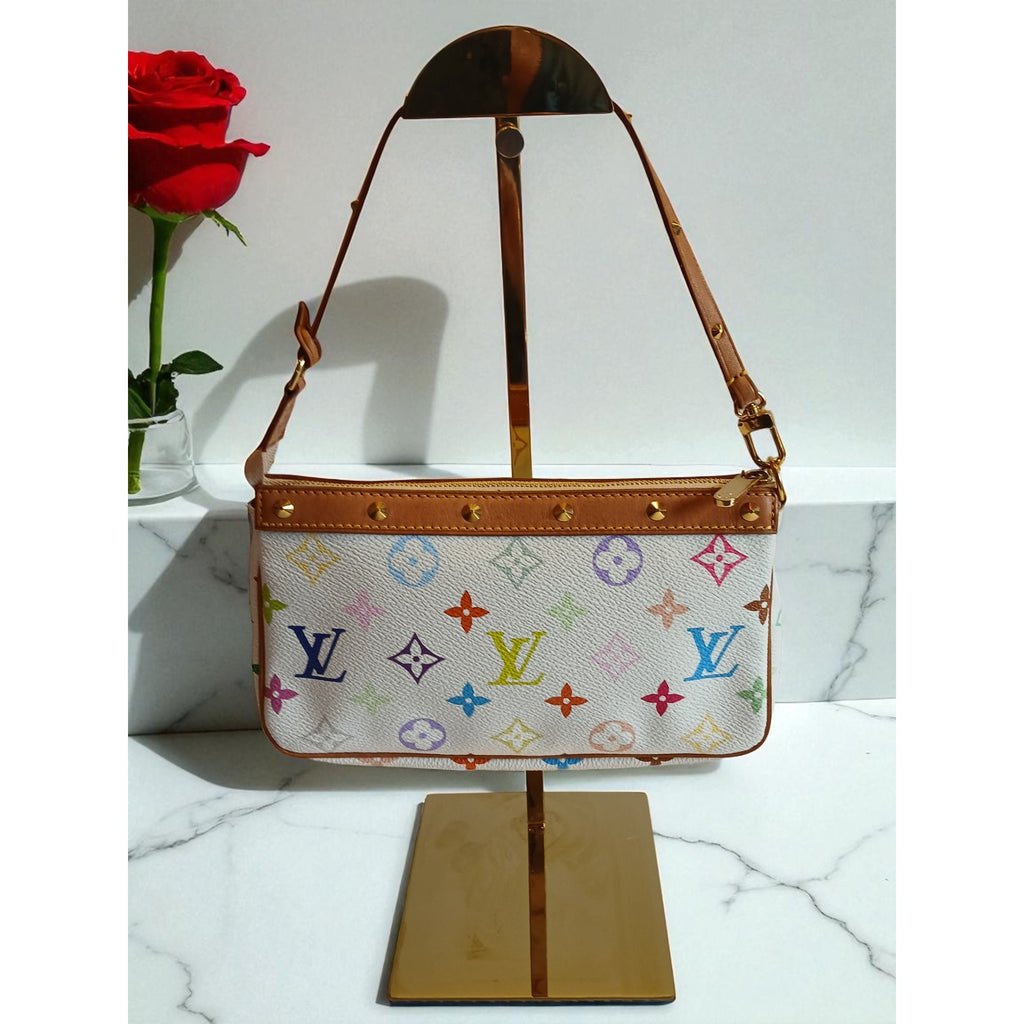 Authentic Louis Vuitton Multicolor Murakami Pochette Top Handle Bag