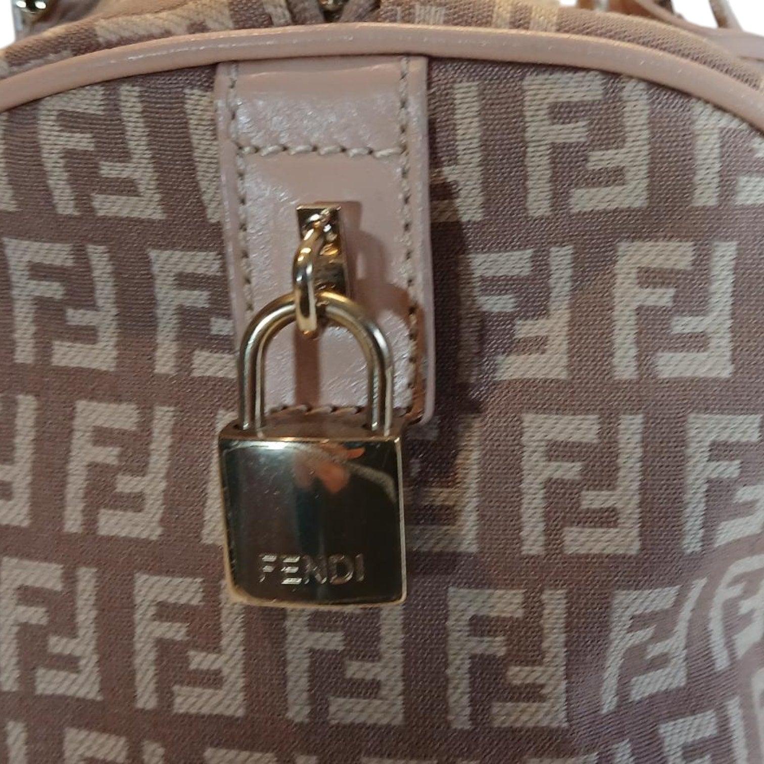 Fendi Zucchino Mini Boston Pink Handbag Pre-owned
