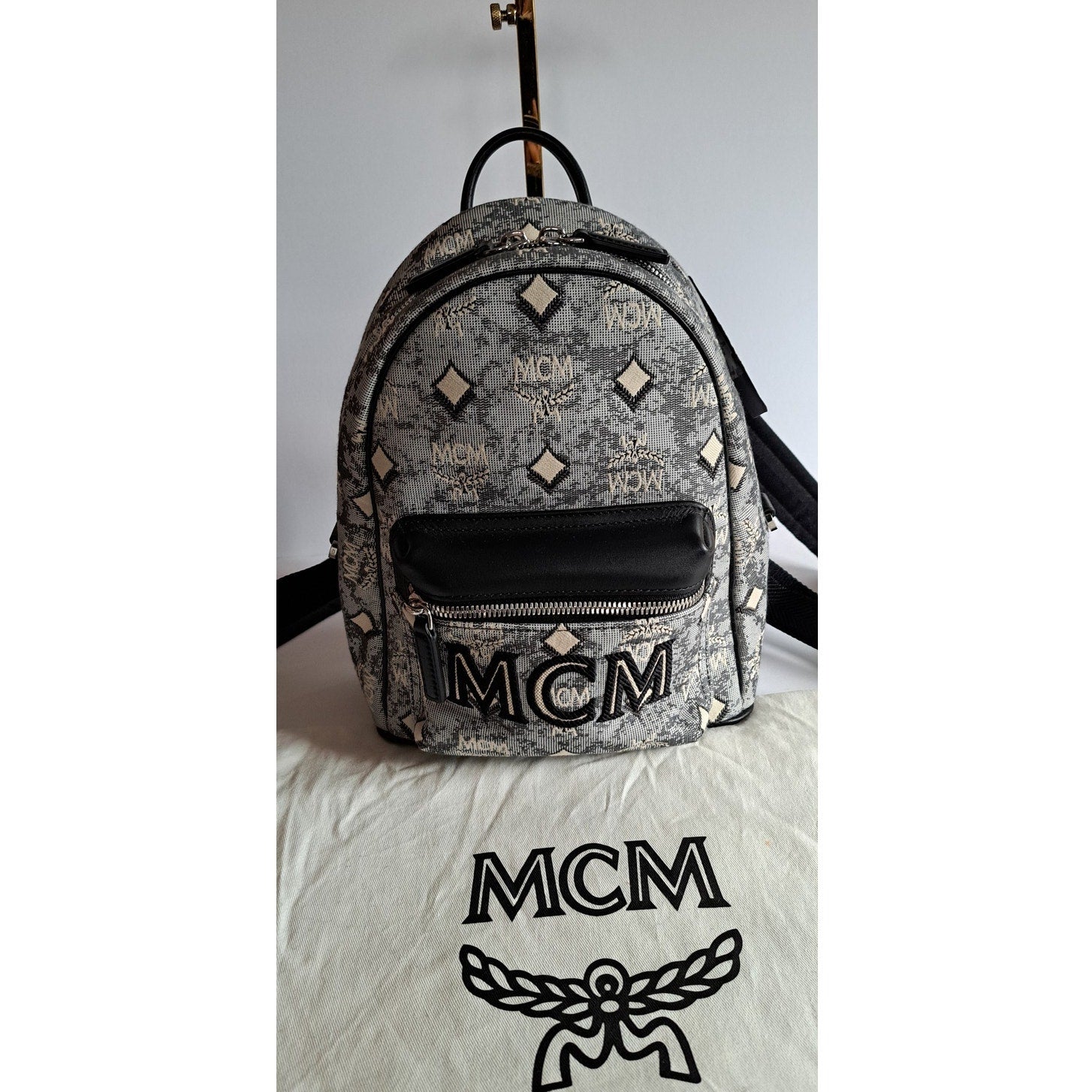 NWT - AUTH MCM Vintage Jacquard Monogram Logo Jacquard Backpack Mini