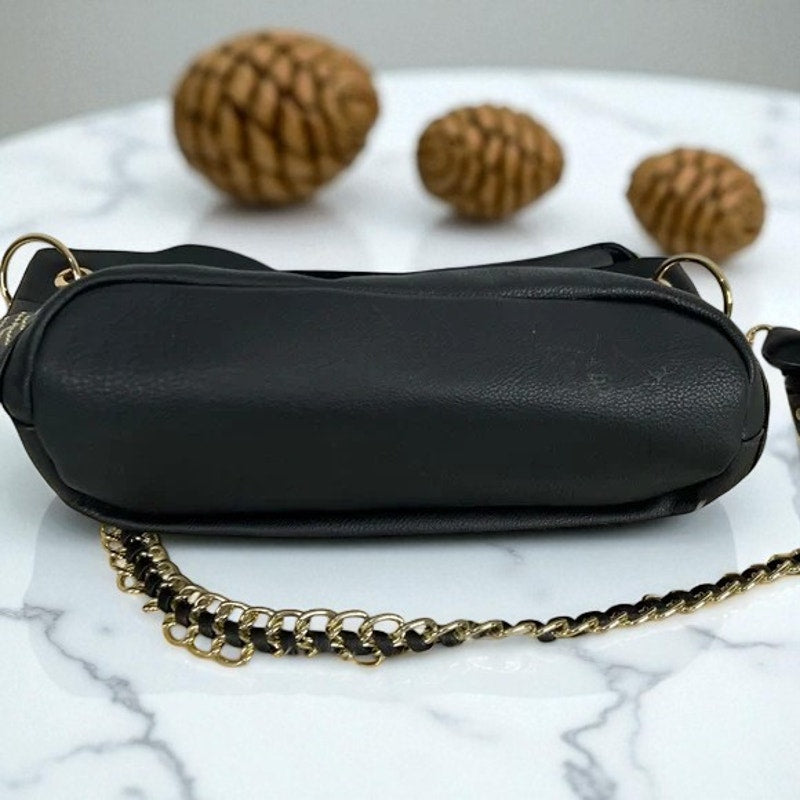 NWOT - Marc New York by Andrew Marc Black Faux Leather Gold Studded Shoulder Bag