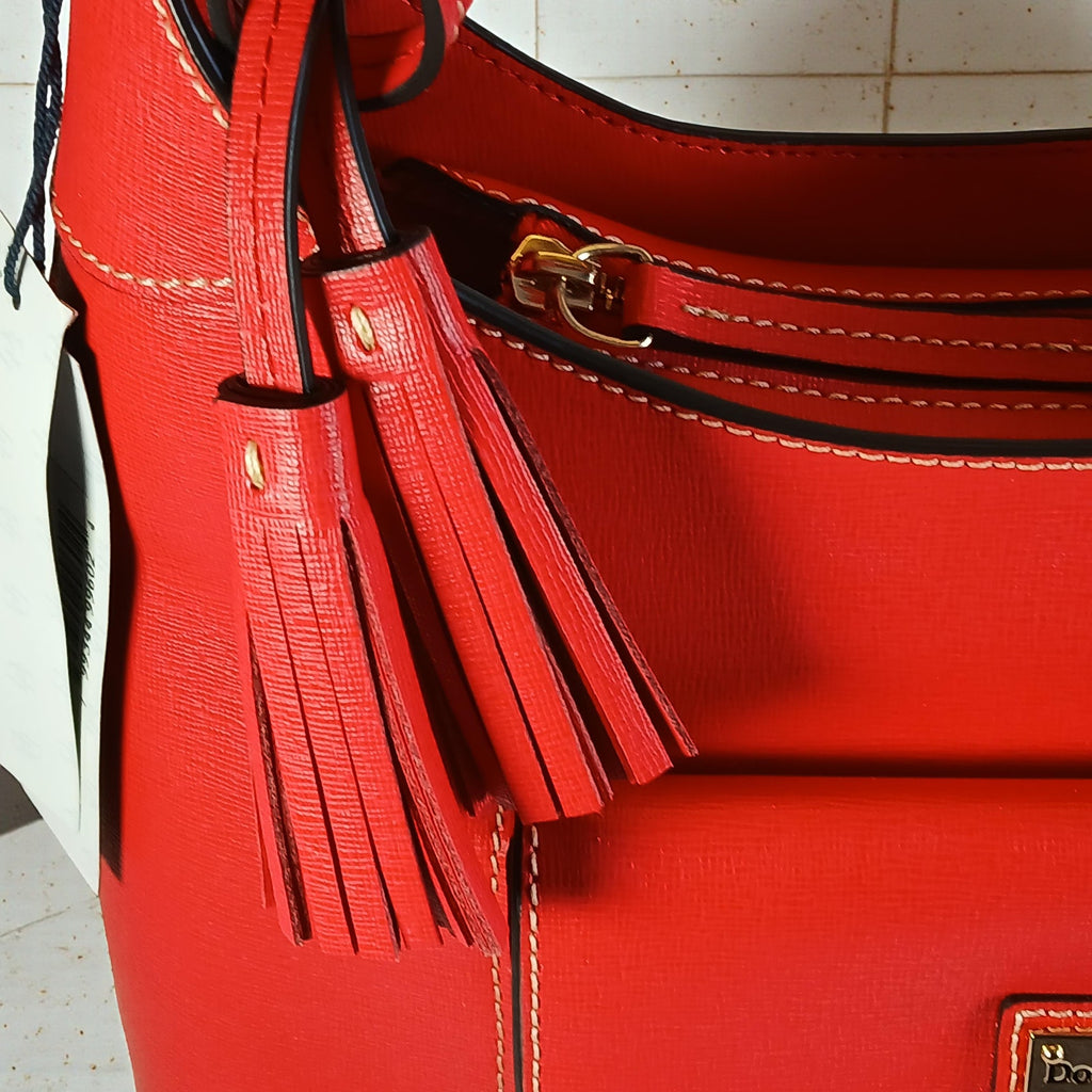Dooney & Bourke Red Saffiano Leather Hobo Bag w/ Dust Bag NWT