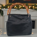 Gucci Bamboo handle Black Nylon & leather Tote bag Authentic