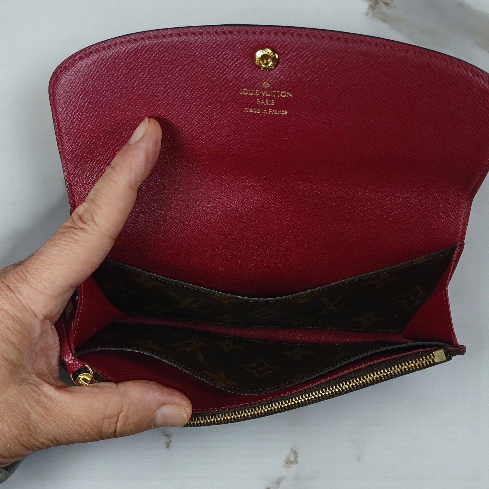 Louis Vuitton Emilie Monogram Canvas Fuchsia Leather Wallet