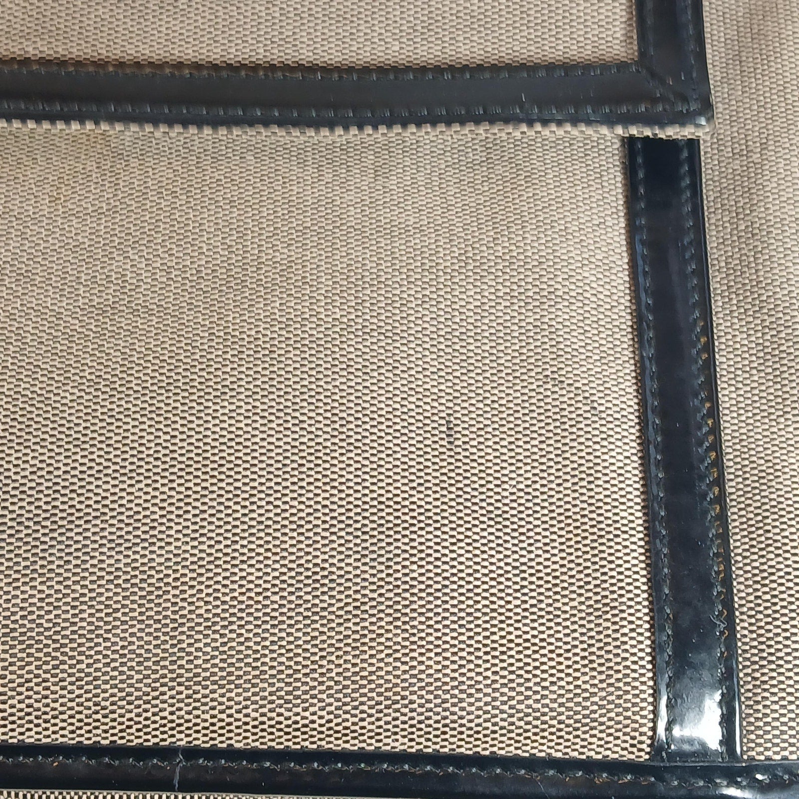 GUCCI Vintage Brown Canvas Tote Bag with Patent Leather Trim, Front Pocket