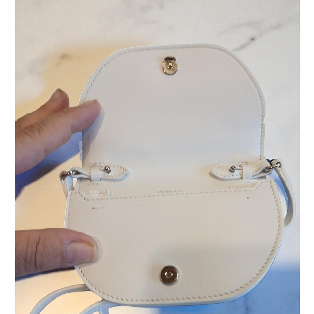 New - Burberry Olympia Micro Mini Leather Shoulder Bag Optic White