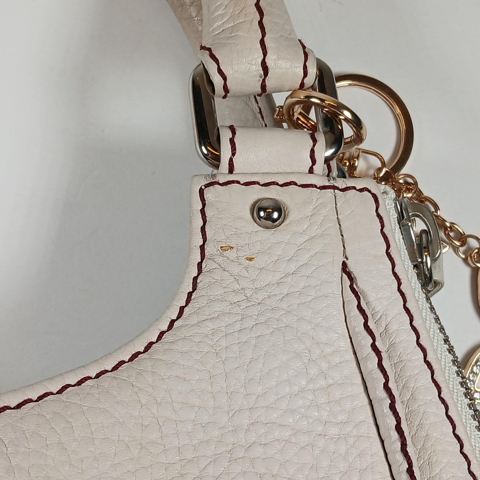 Chanel Logo Fringe White Caviar Leather Hobo Shoulder/Hand Bag