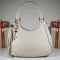 Chanel Logo Fringe White Caviar Leather Hobo Shoulder/Hand Bag