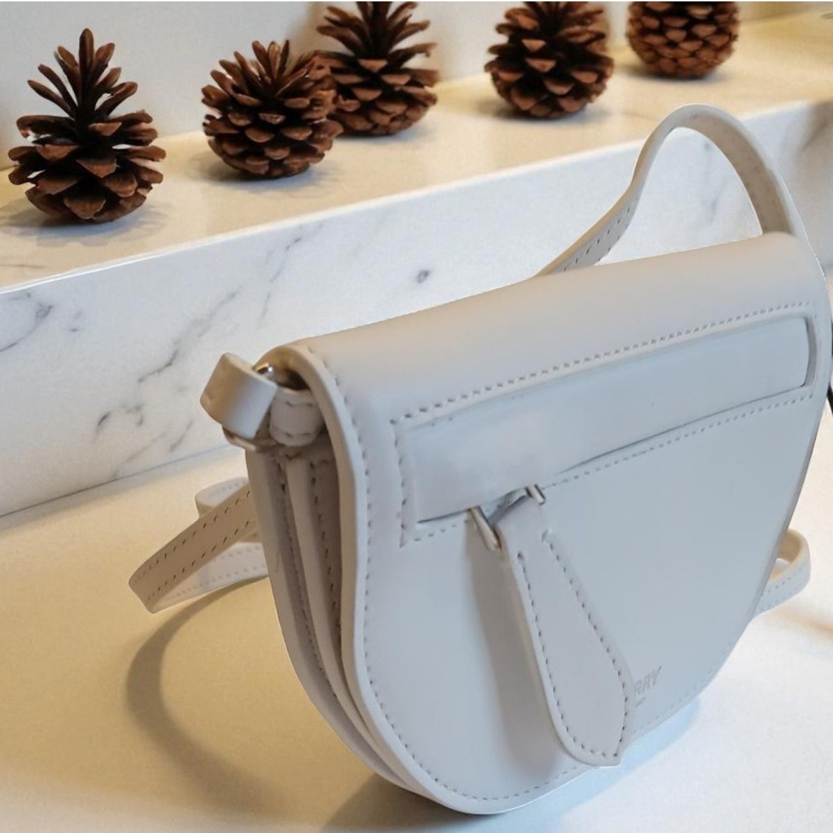 New - Burberry Olympia Micro Mini Leather Shoulder Bag Optic White