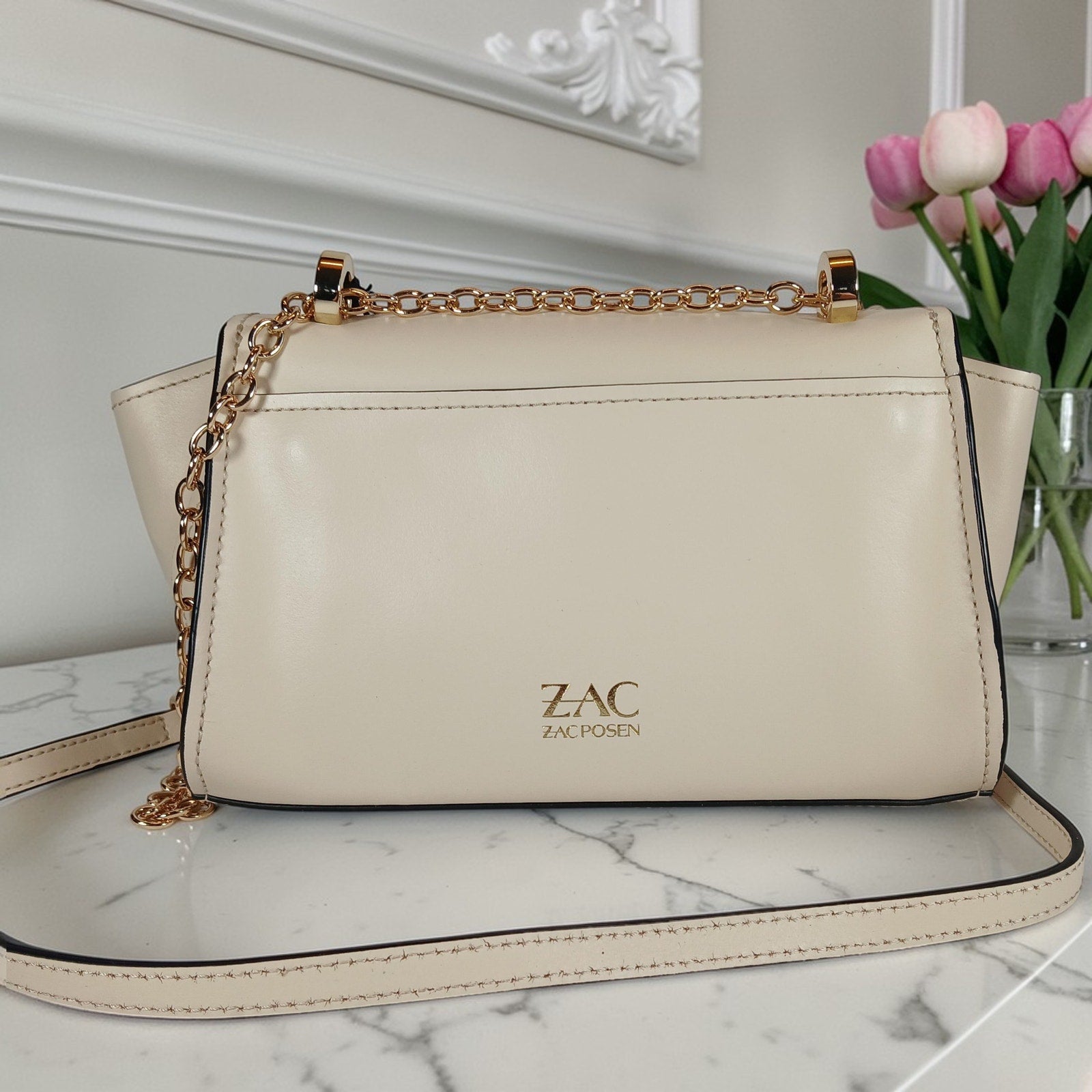 Zac Posen Bridette Belted Mini Crossbody Handbag in Dove NWT