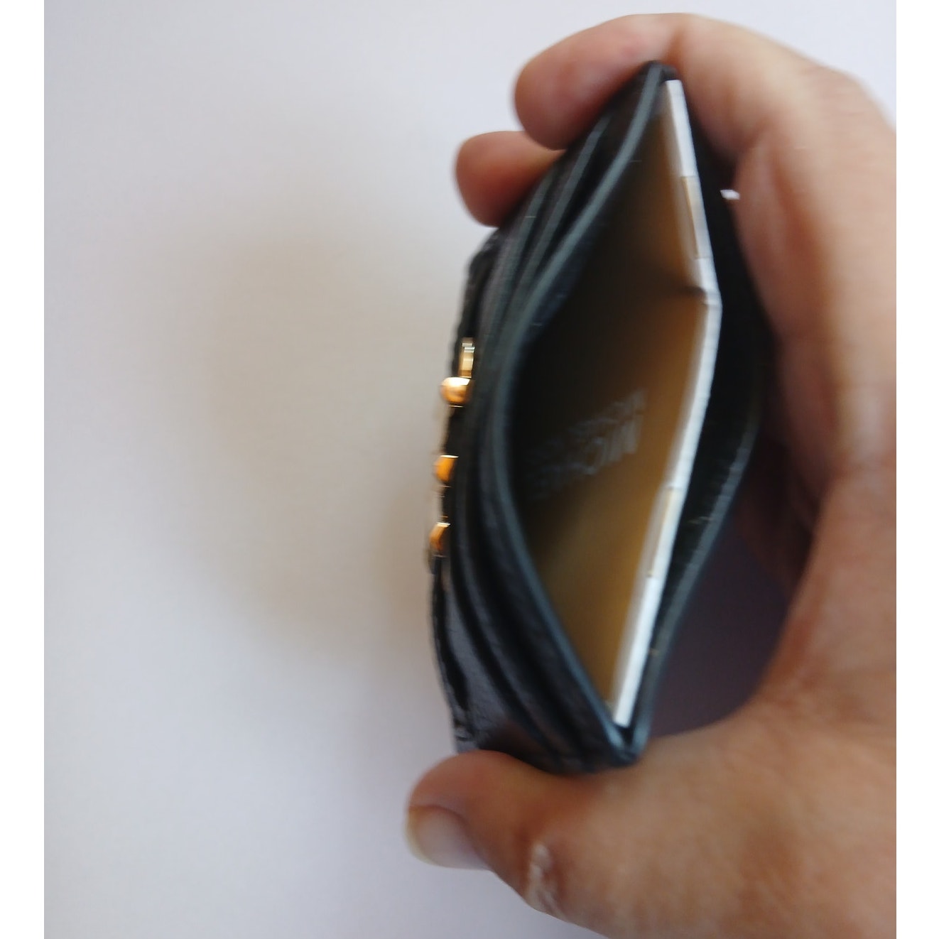 Michael Kors Black and Gold Large Leather Card Holder Wallet, New