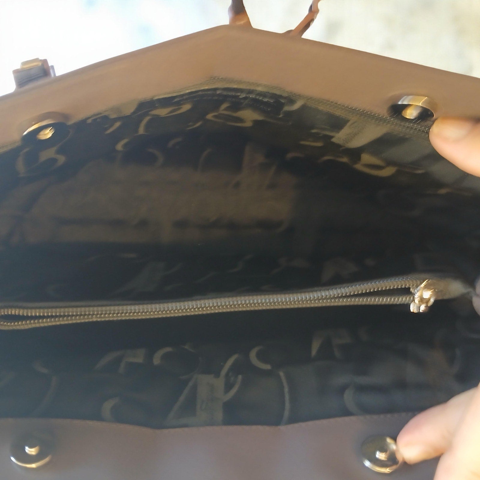 Salvatore Ferragamo Vala Tote in Brown Canvas with Logo Chain Strap