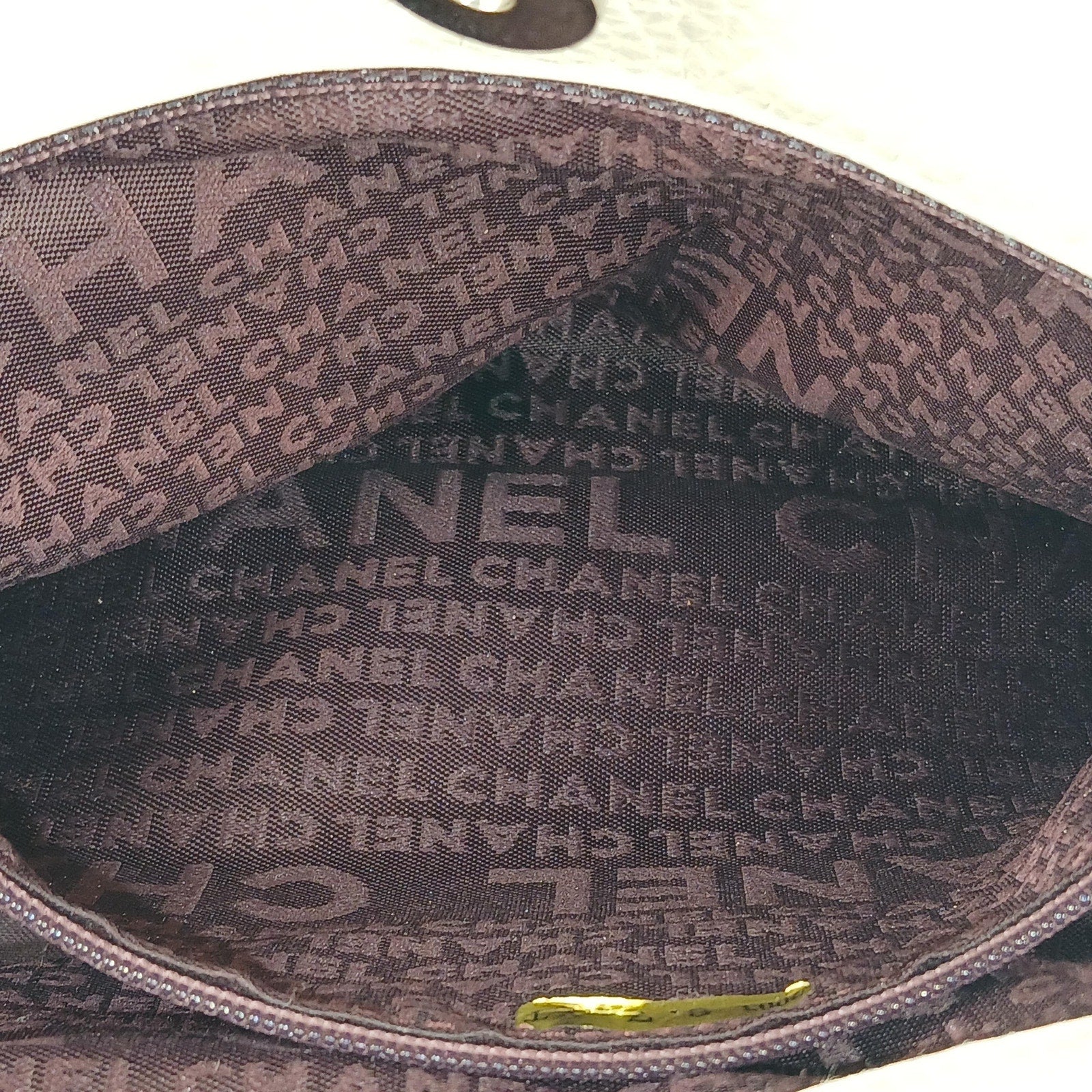 Chanel Logo Fringe White Caviar Leather Hobo Shoulder/Hand Bag