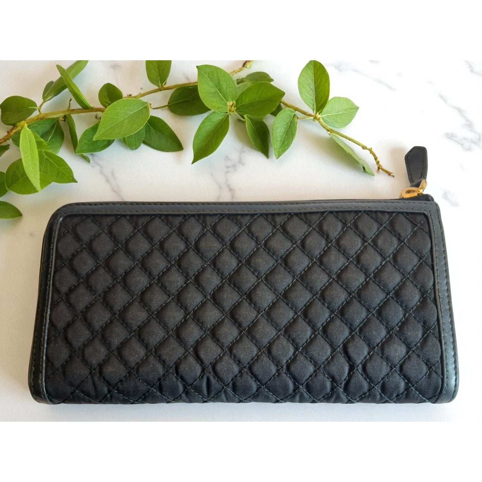 Prada Tessuto Nylon Quilted Zip Around Wallet in Black