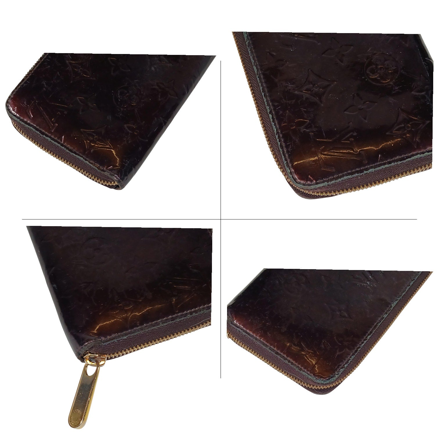 LOUIS VUITTON Vernis Amarante Patent Leather Zippy Wallet in Burgundy