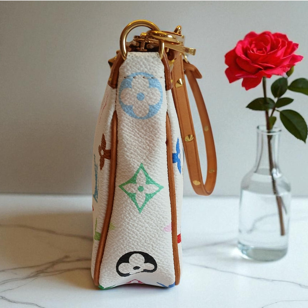 Authentic Louis Vuitton Multicolor Murakami Pochette Top Handle Bag