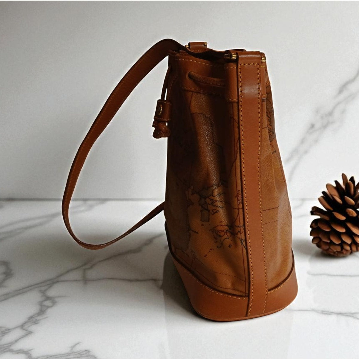 Authentic Alviero Martini Classe World Map Bucket Bag