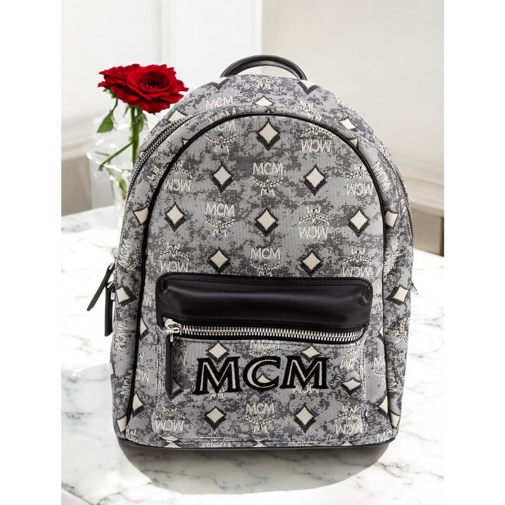 NWT - AUTH MCM Vintage Jacquard Monogram Logo Jacquard Backpack Mini
