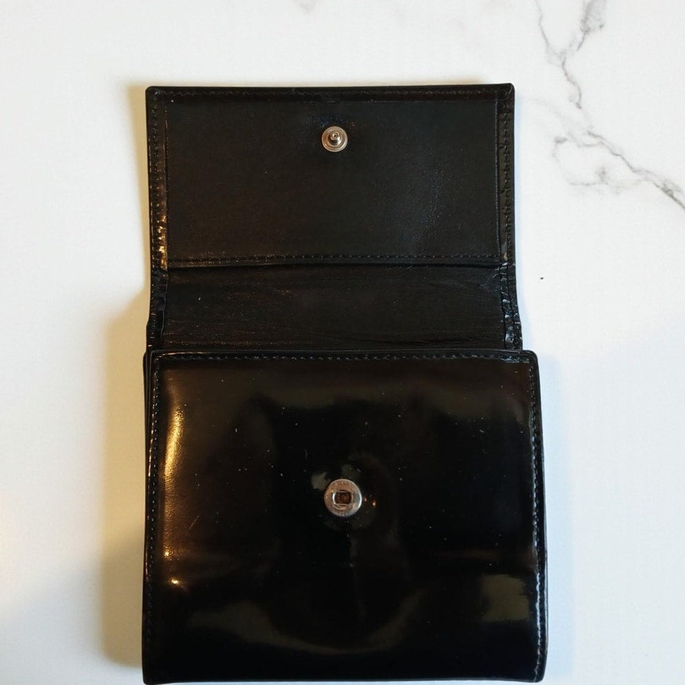 Chanel Patent Leather Black Trifold Compact Wallet