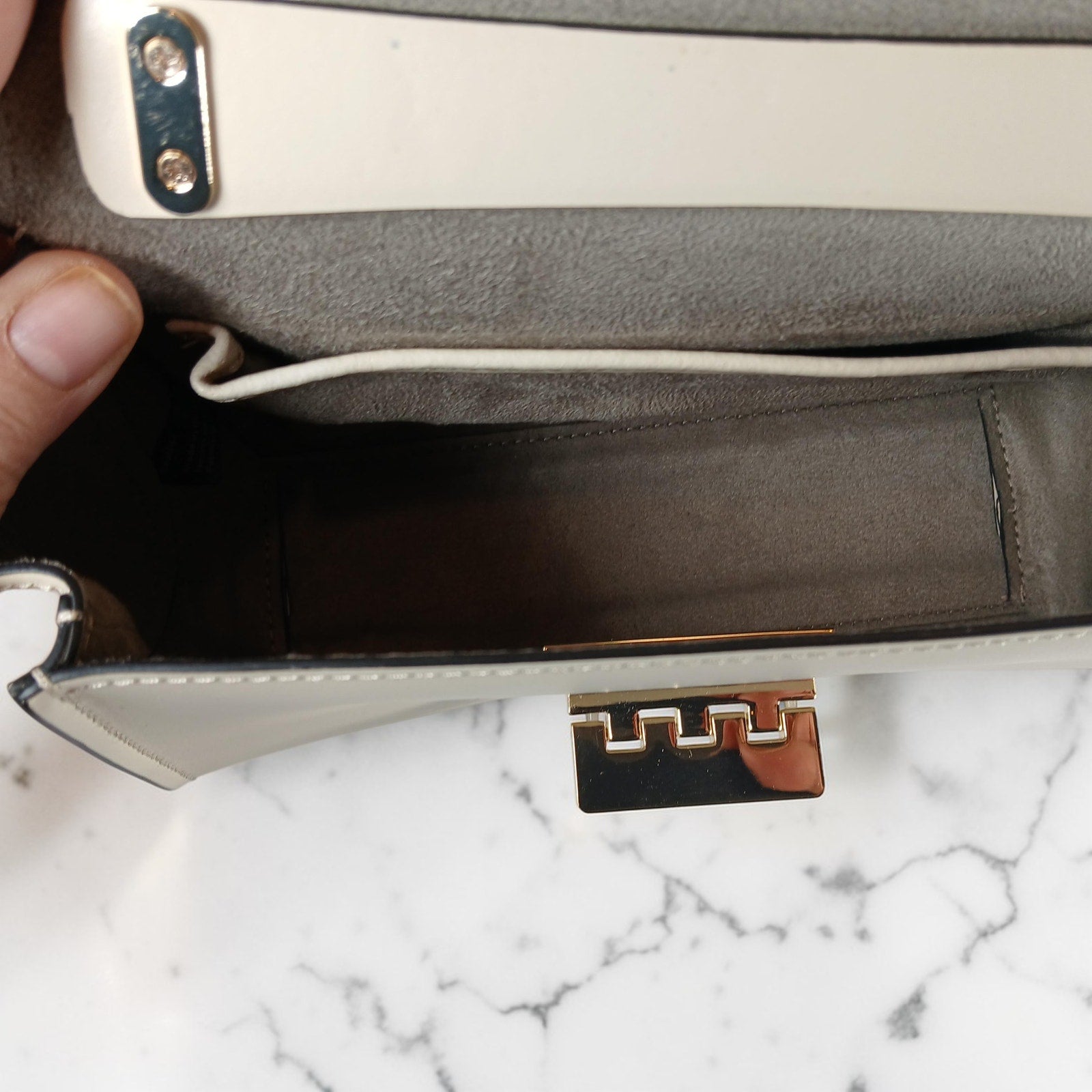 Zac Posen Bridette Belted Mini Crossbody Handbag in Dove NWT