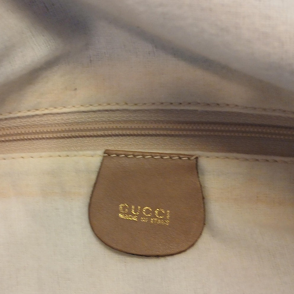 GUCCI Bamboo Shoulder/Hand Bag Leather Brown Gold