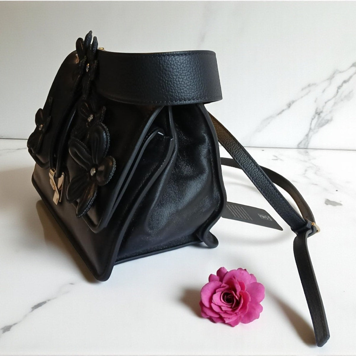 NWT MCM Limited Collection Medium Floral Appliqué Leather Shoulder/Crossbody Bag