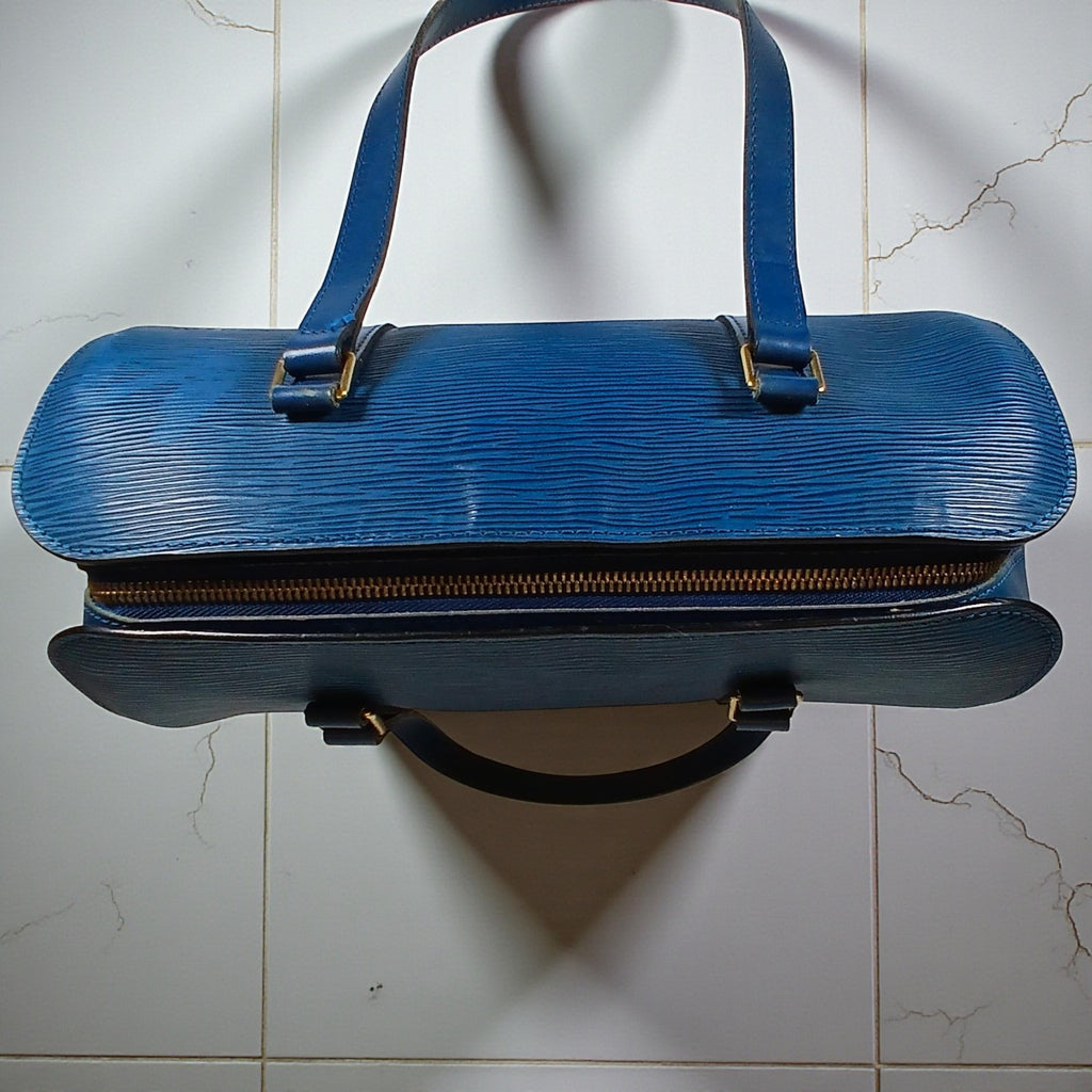 Louis Vuitton Soufflot Mother-&-Child Epi Leather Vintage Barrel Bag Toledo Blue