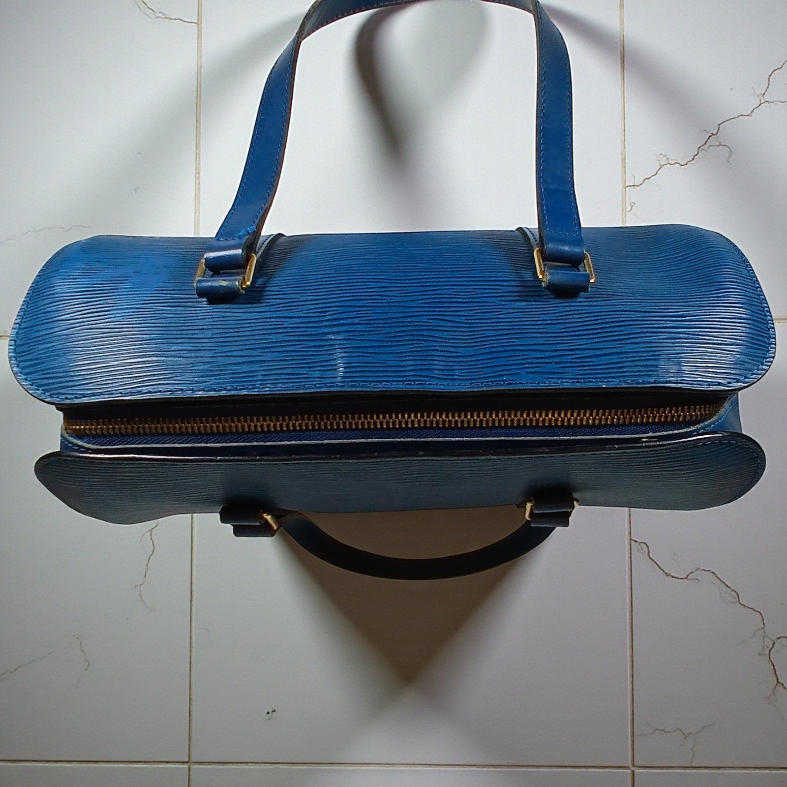 Louis Vuitton Soufflot Mother-&-Child Epi Leather Vintage Barrel Bag Toledo Blue