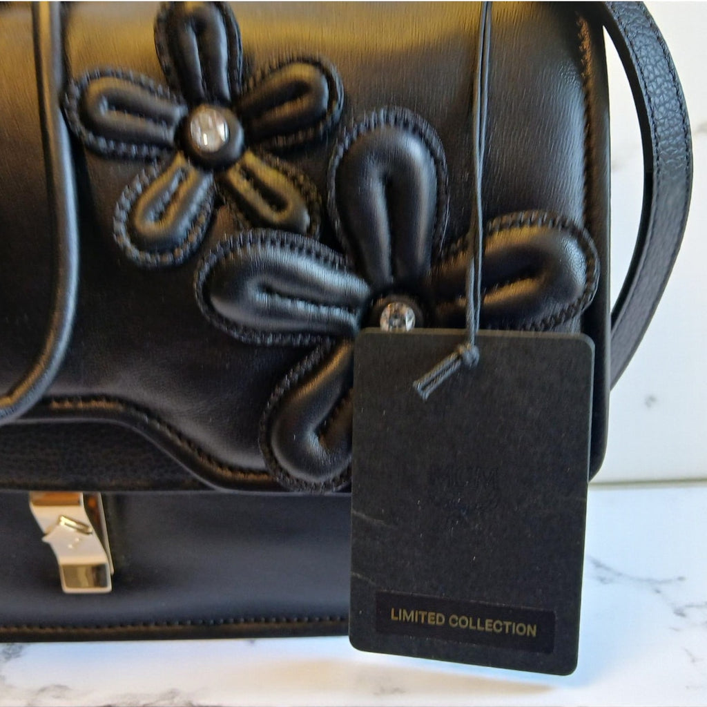 NWT MCM Limited Collection Medium Floral Appliqué Leather Shoulder/Crossbody Bag