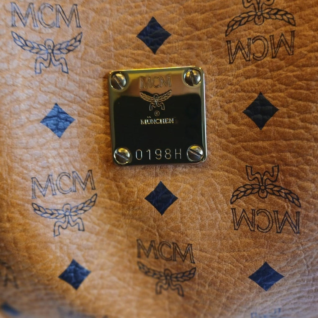 Vintage MCM Visetos Large Dome Shoulder Bag Cognac Monogram