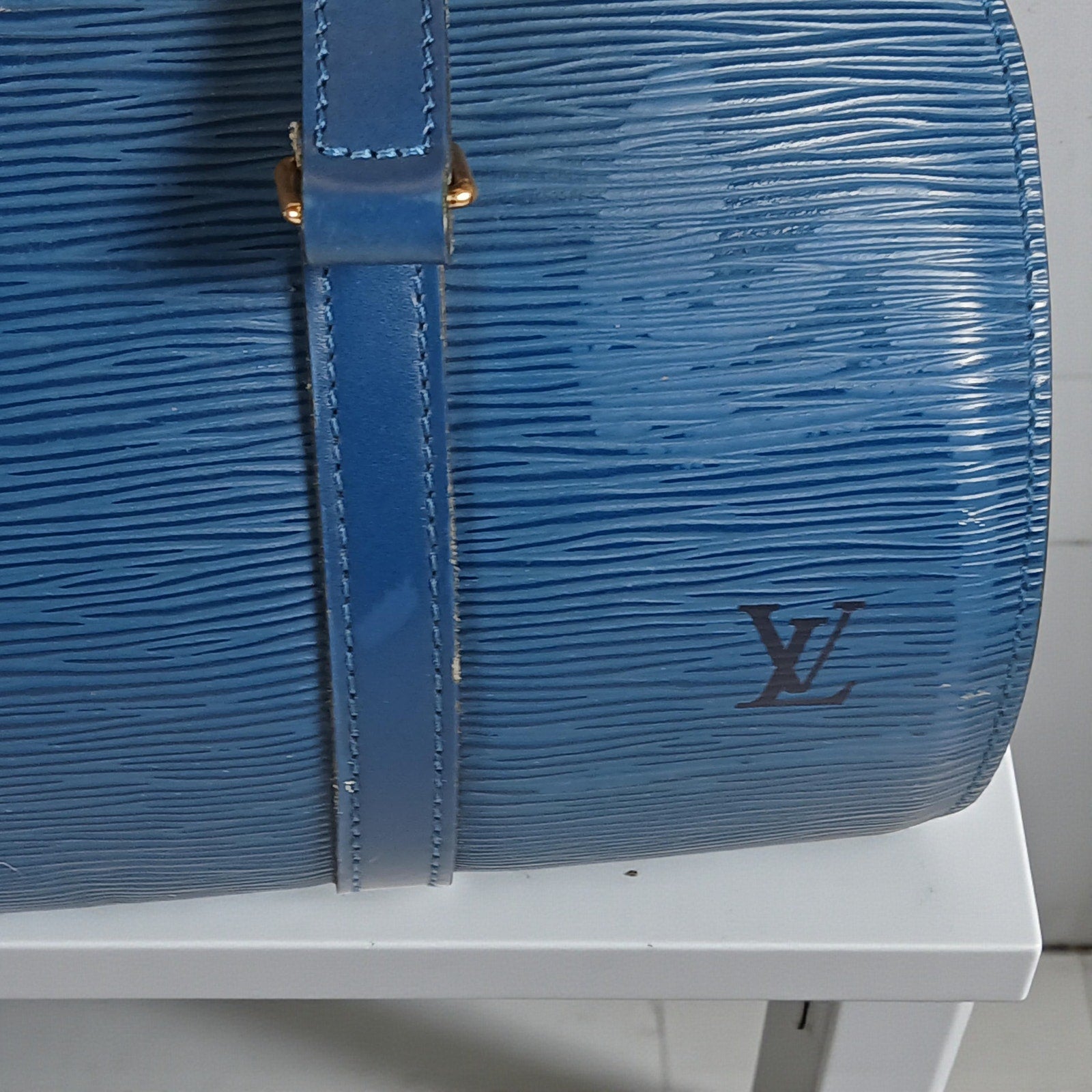 Louis Vuitton Soufflot Mother-&-Child Epi Leather Vintage Barrel Bag Toledo Blue