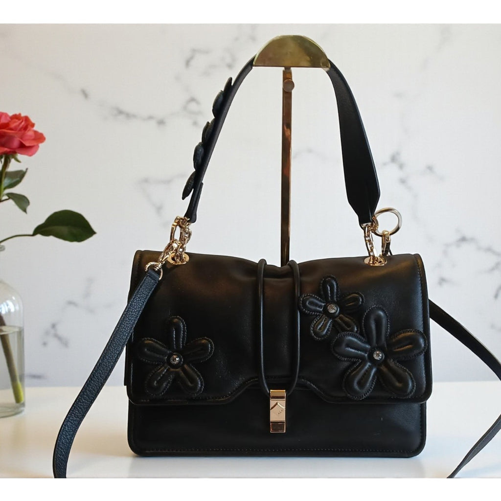NWT MCM Limited Collection Medium Floral Appliqué Leather Shoulder/Crossbody Bag