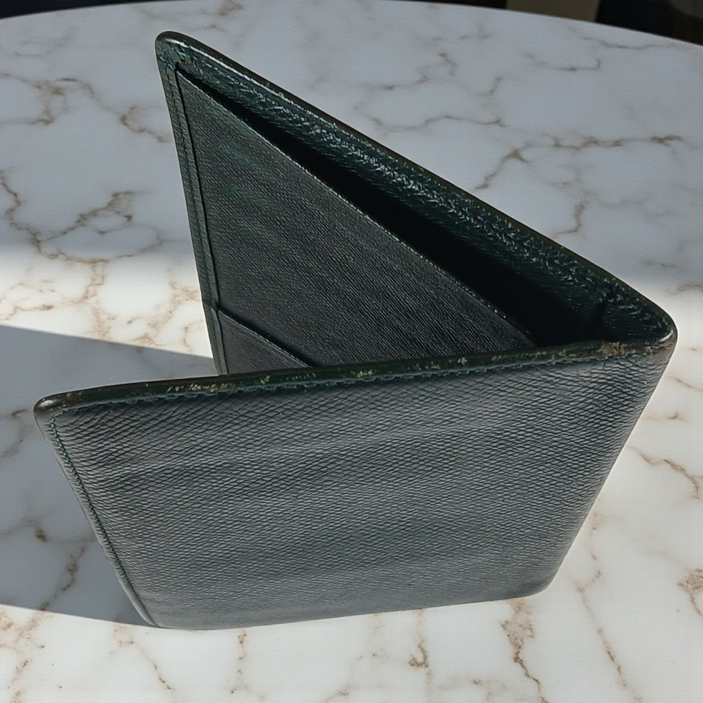 Louis Vuitton Rare Vintage Green Taiga Leather Long Wallet