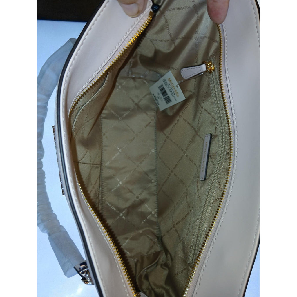 Michael Kors Jet Set Medium Leather Front Zip Chain Tote Powder Blush NWT