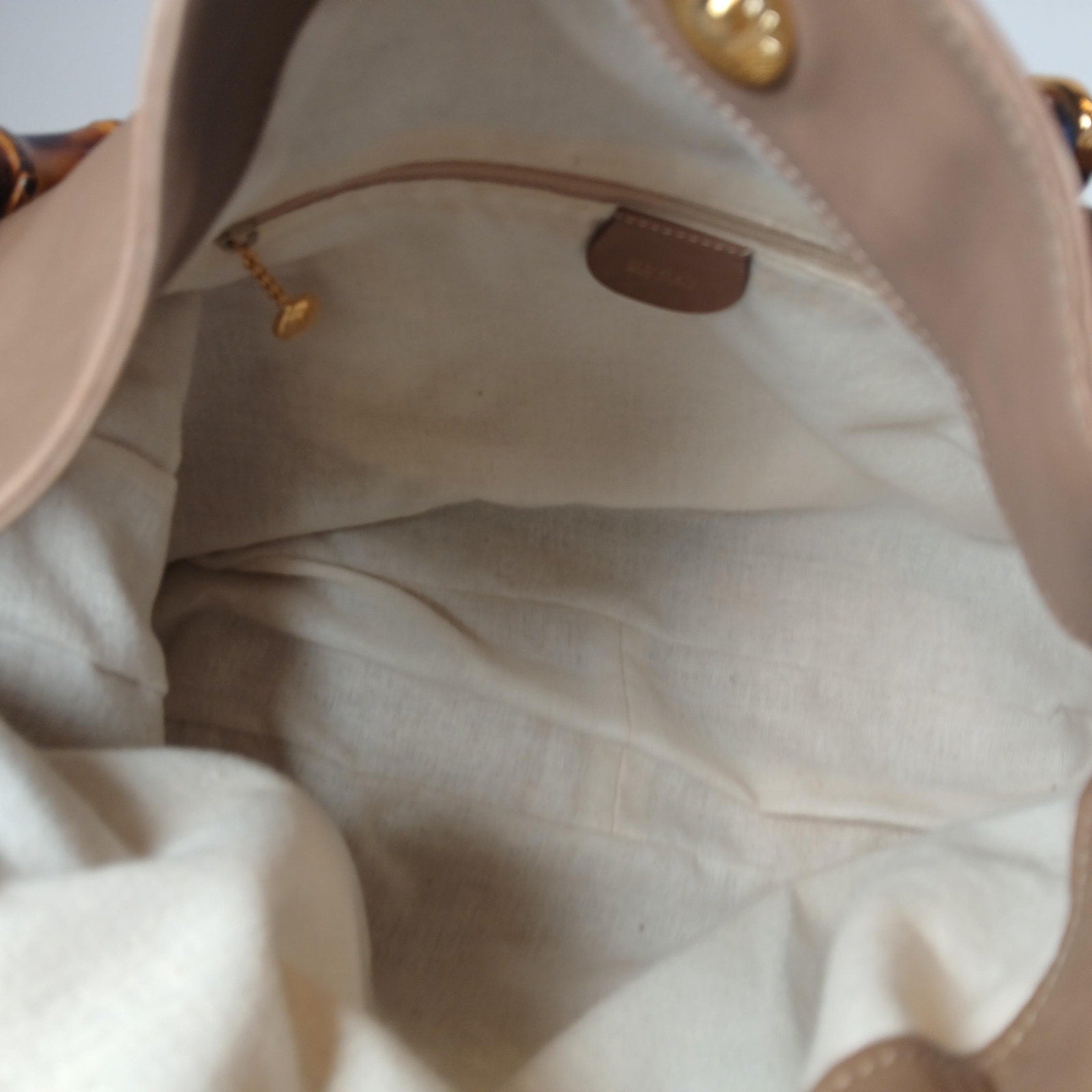GUCCI Bamboo Shoulder/Hand Bag Leather Brown Gold