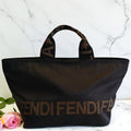 Fendi Mini Roma Black Canvas Tote Bag Vintage