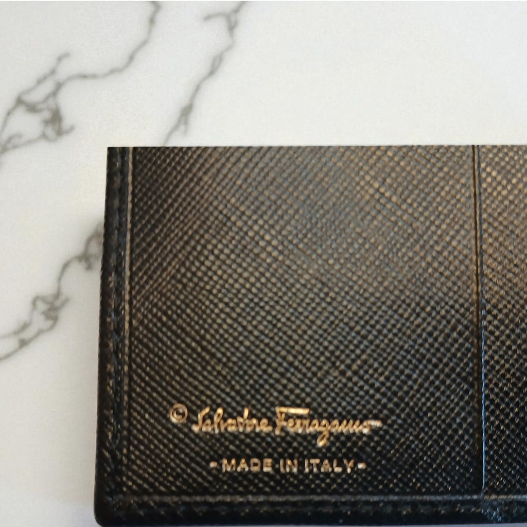 Salvatore Ferragamo Black Leather Bifold Wallet