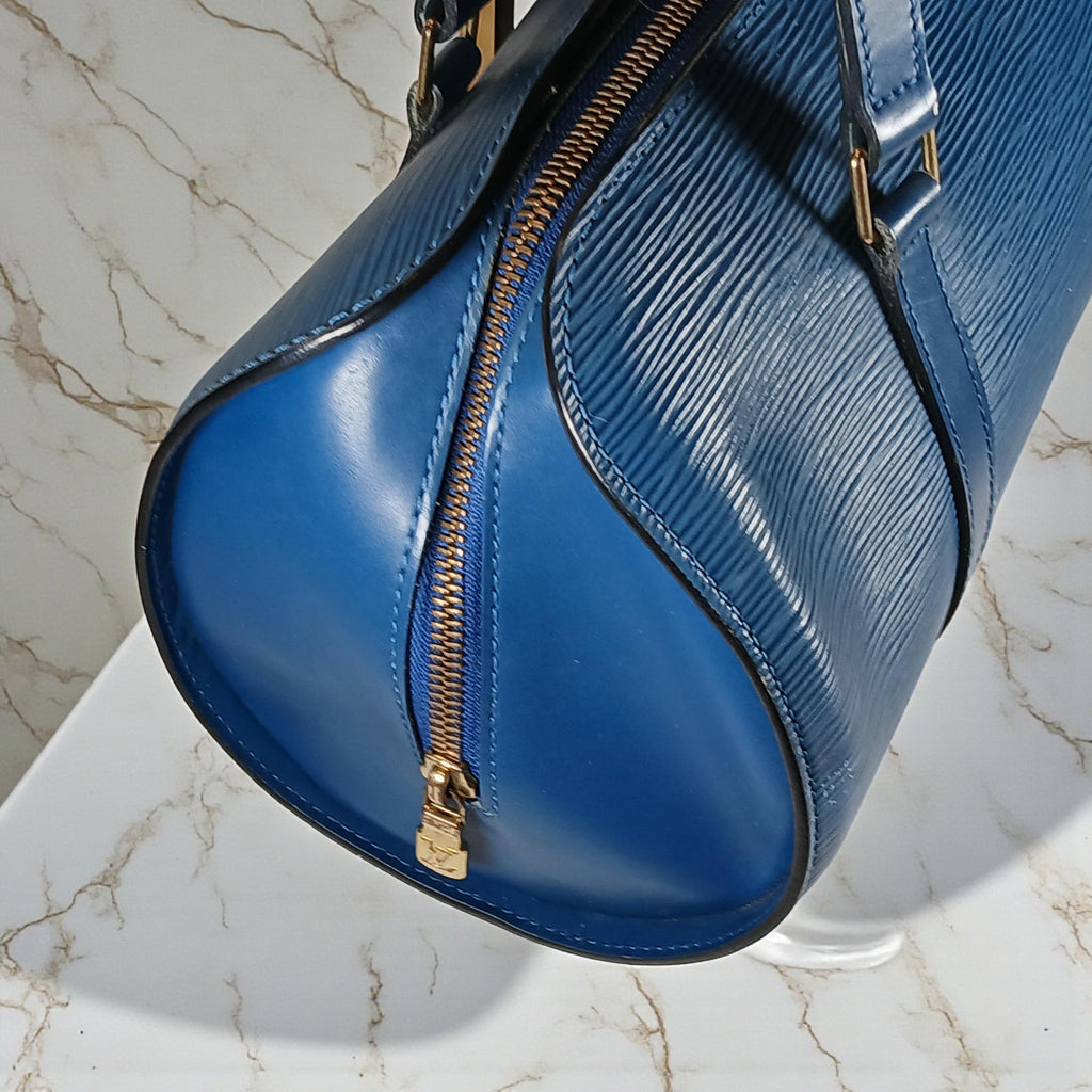 Louis Vuitton Soufflot Mother-&-Child Epi Leather Vintage Barrel Bag Toledo Blue